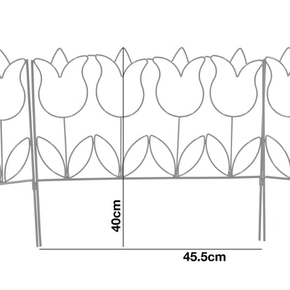 Woodside 10 Pack Decorative Tulip Style Garden Border Lawn Edging – Steel Fence, 4.6m