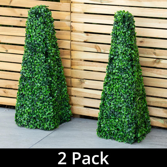 Woodside Topiary Obelisk Leaf Effect, Green 2ft Indoor Outdoor Decor (pack of 2)