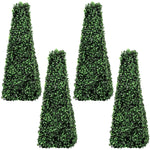 Woodside 4 Pack 65cm Green Topiary Obelisks – Artificial Leaf Effect Indoor & Outdoor Decoration