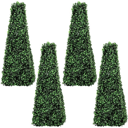 Woodside 4 Pack 65cm Green Topiary Obelisks – Artificial Leaf Effect Indoor & Outdoor Decoration