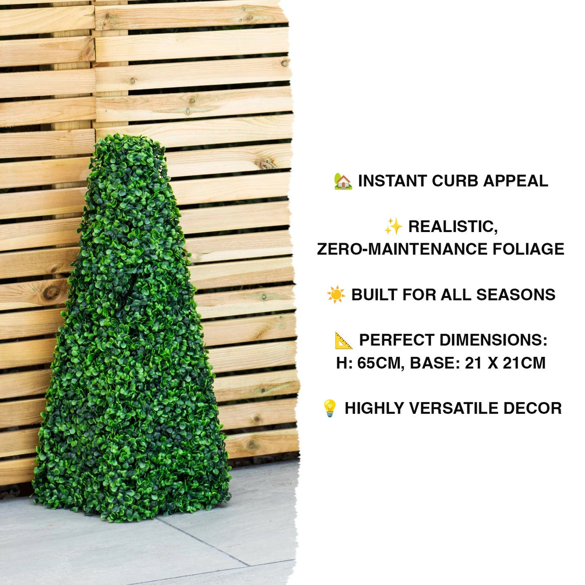 Woodside 4 Pack 65cm Green Topiary Obelisks – Artificial Leaf Effect Indoor & Outdoor Decoration