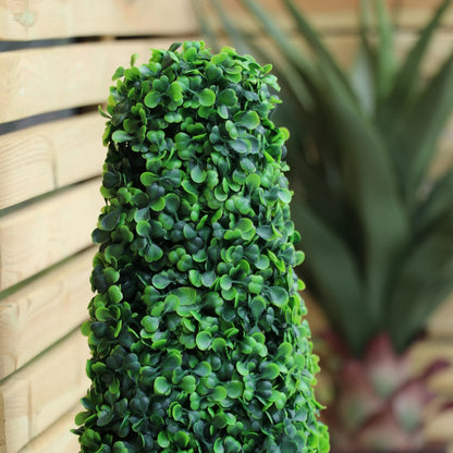 Woodside 4 Pack 65cm Green Topiary Obelisks – Artificial Leaf Effect Indoor & Outdoor Decoration