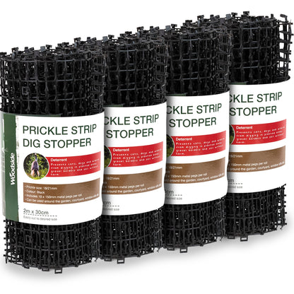 Woodside 4 Pack Prickle Strip Dig Stopper – Dog & Cat Scat Mat, Garden Animal Deterrent