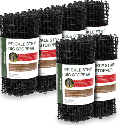 Woodside 6 Pack Prickle Strip Dig Stopper – Dog & Cat Scat Mat, Garden Animal Deterrent