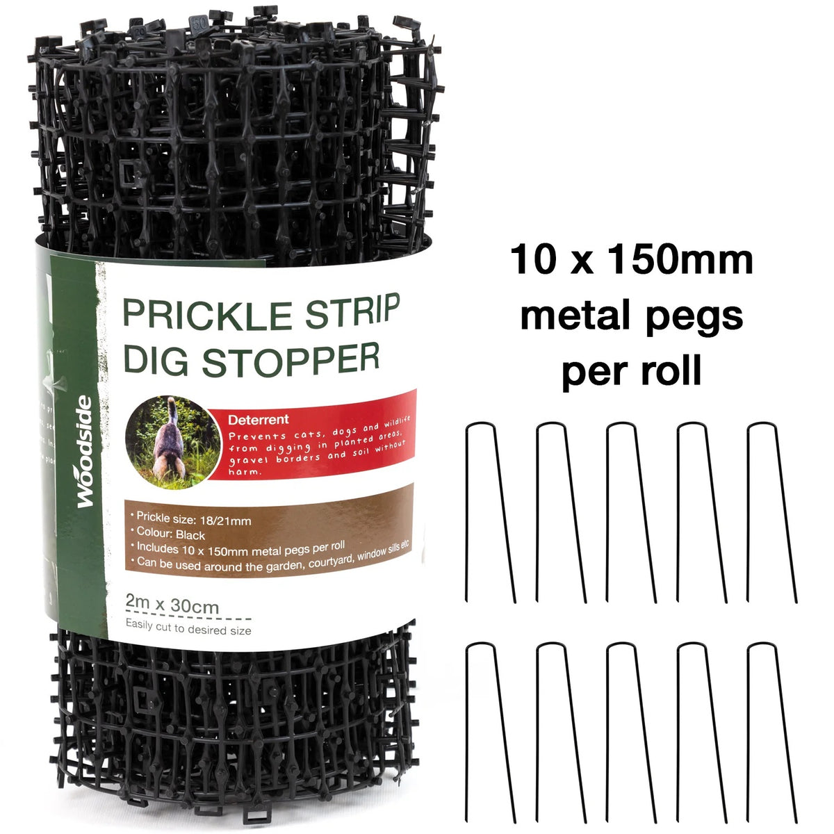 Woodside 6 Pack Prickle Strip Dig Stopper – Dog & Cat Scat Mat, Garden Animal Deterrent