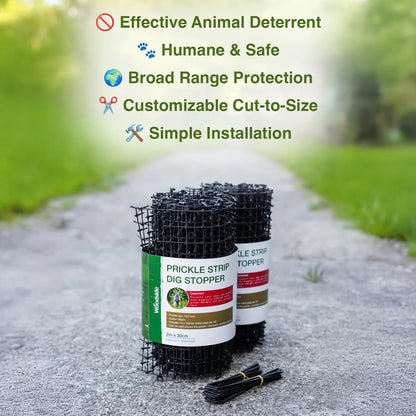 Woodside 4 Pack Prickle Strip Dig Stopper – Dog & Cat Scat Mat, Garden Animal Deterrent