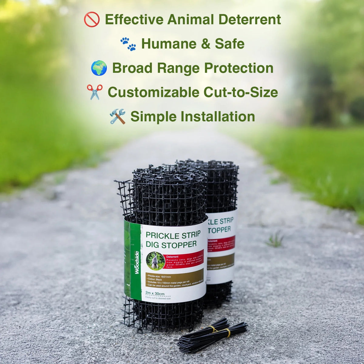 Woodside 6 Pack Prickle Strip Dig Stopper – Dog & Cat Scat Mat, Garden Animal Deterrent