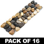 Woodside 16 Pack Pebble Strip Decorative Garden Lawn & Flower Bed Border Edging – Mixed Stone