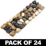 Woodside 24 Pack Pebble Strip Decorative Garden Lawn & Flower Bed Border Edging – Mixed Stone