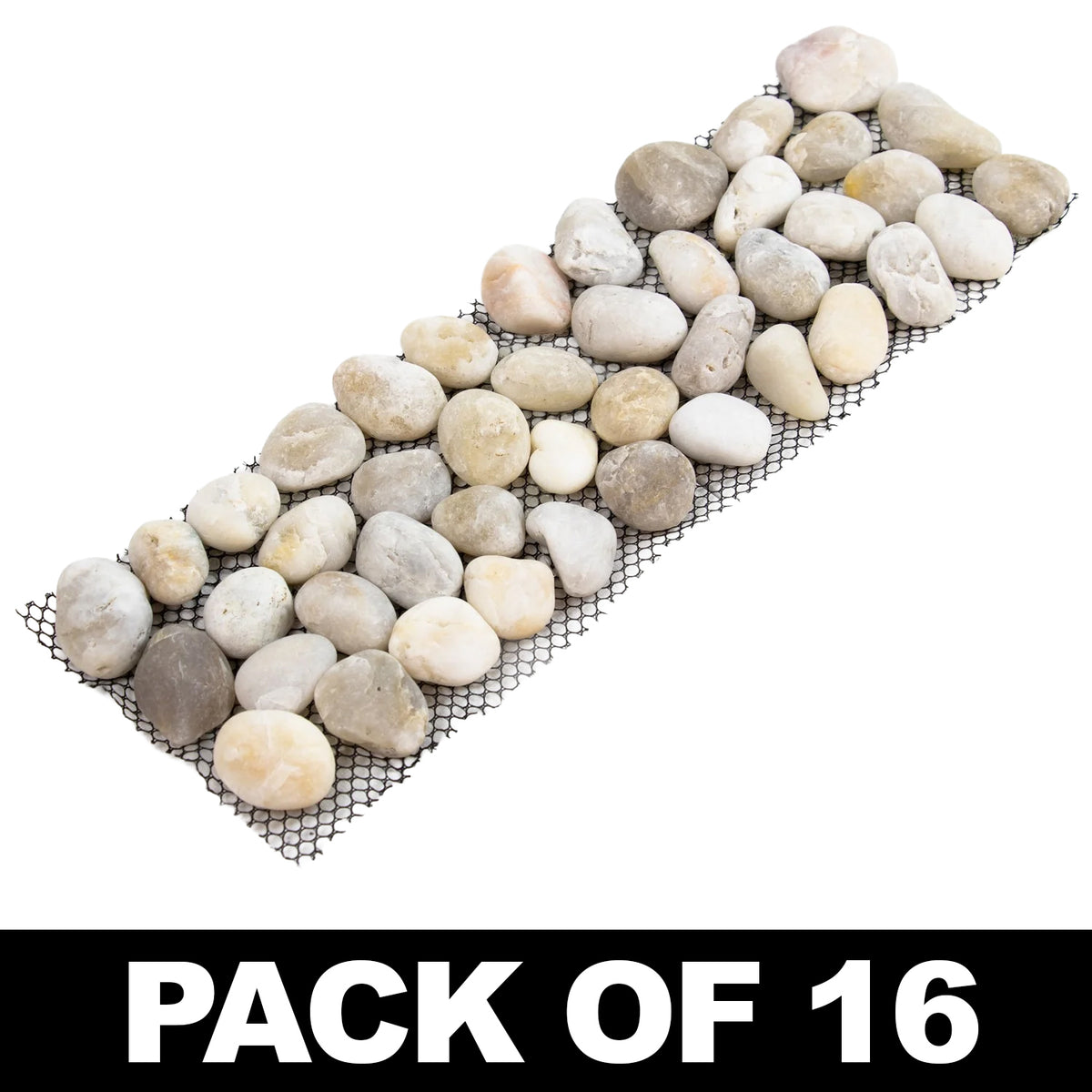 Woodside 16 Pack Light Stone Pebble Strip Garden Lawn & Flower Bed Border Edging – Decorative