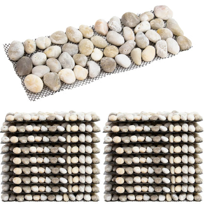 Woodside 16 Pack Light Stone Pebble Strip Garden Lawn & Flower Bed Border Edging – Decorative