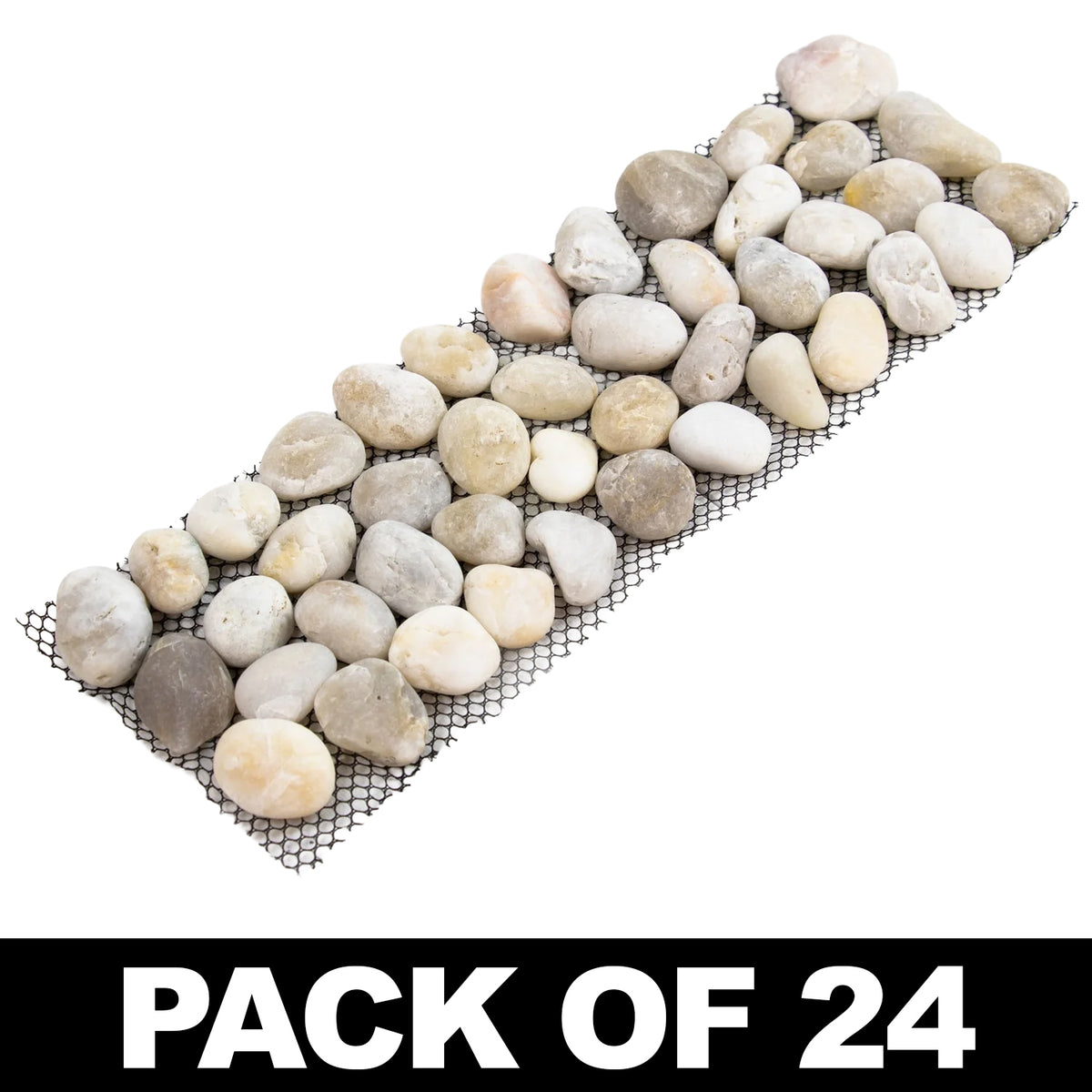 Woodside 24 Pack Light Stone Pebble Strip Garden Lawn & Flower Bed Border Edging – Decorative