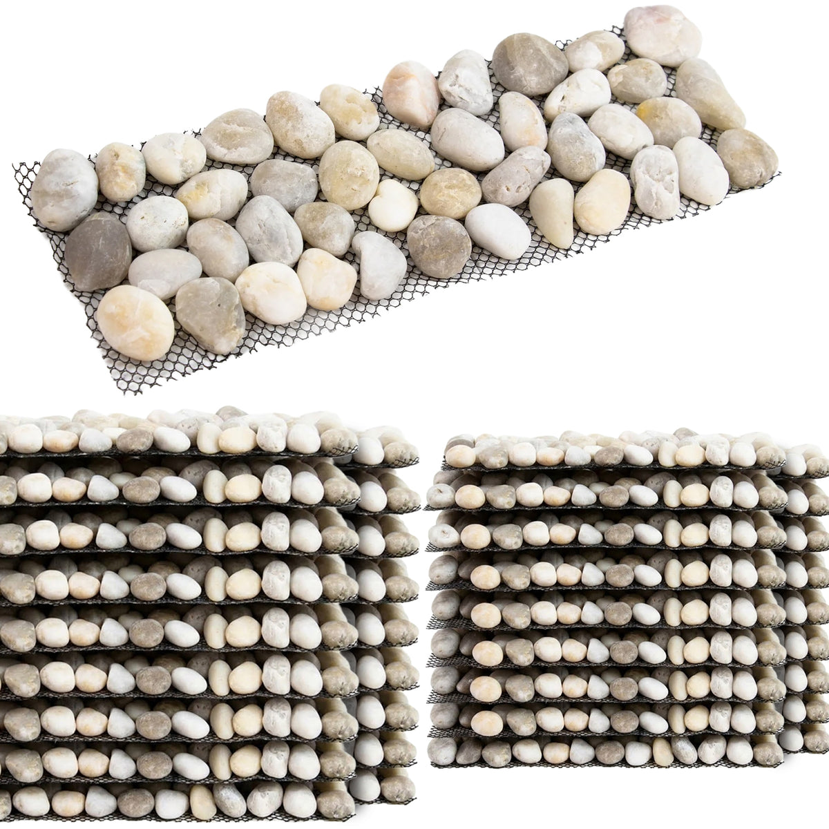 Woodside 24 Pack Light Stone Pebble Strip Garden Lawn & Flower Bed Border Edging – Decorative
