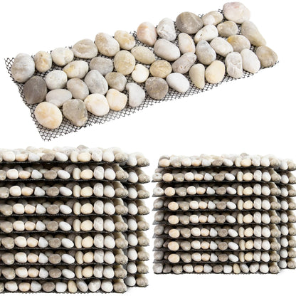 Woodside 24 Pack Light Stone Pebble Strip Garden Lawn & Flower Bed Border Edging – Decorative