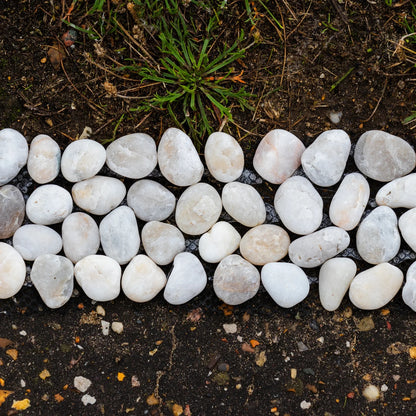 Woodside 24 Pack Light Stone Pebble Strip Garden Lawn & Flower Bed Border Edging – Decorative
