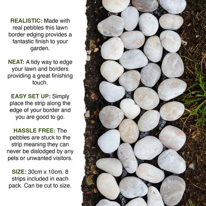 Woodside 16 Pack Light Stone Pebble Strip Garden Lawn & Flower Bed Border Edging – Decorative