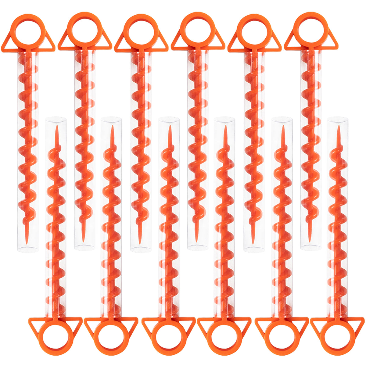 Andes 12 Pack Orange Heavy Duty Ground Anchor Camping Pegs – Threaded Tent, Gazebo & Windbreak Stakes