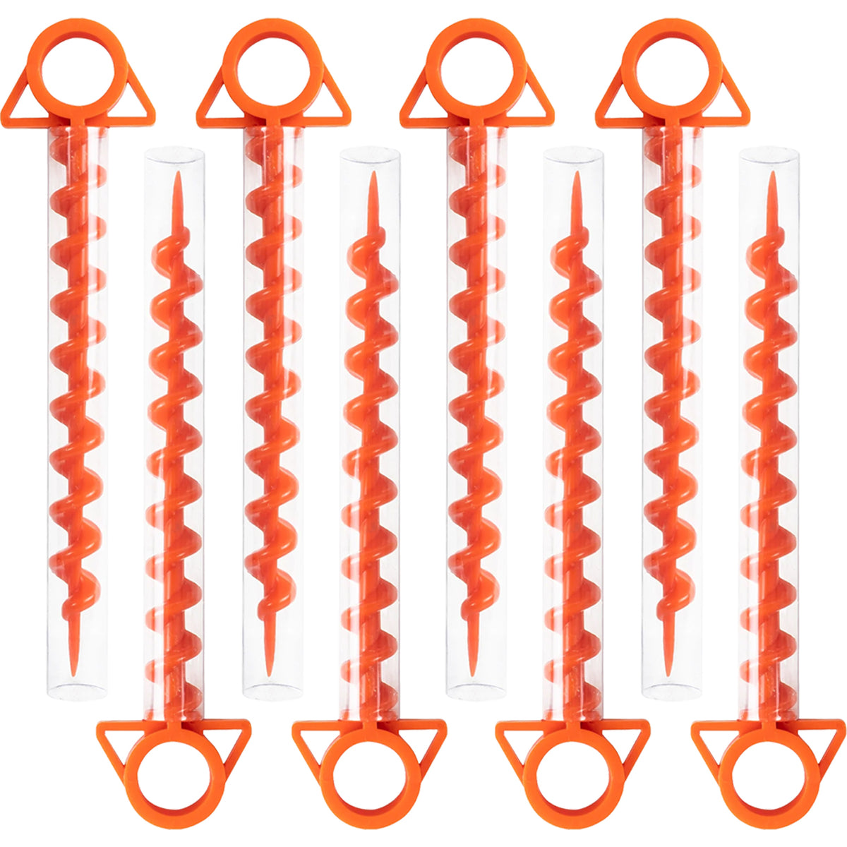 Andes 8 Pack Orange Heavy Duty Ground Anchor Camping Pegs – Threaded Tent, Gazebo & Windbreak Stakes