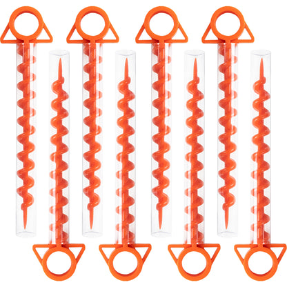 Andes 8 Pack Orange Heavy Duty Ground Anchor Camping Pegs – Threaded Tent, Gazebo & Windbreak Stakes