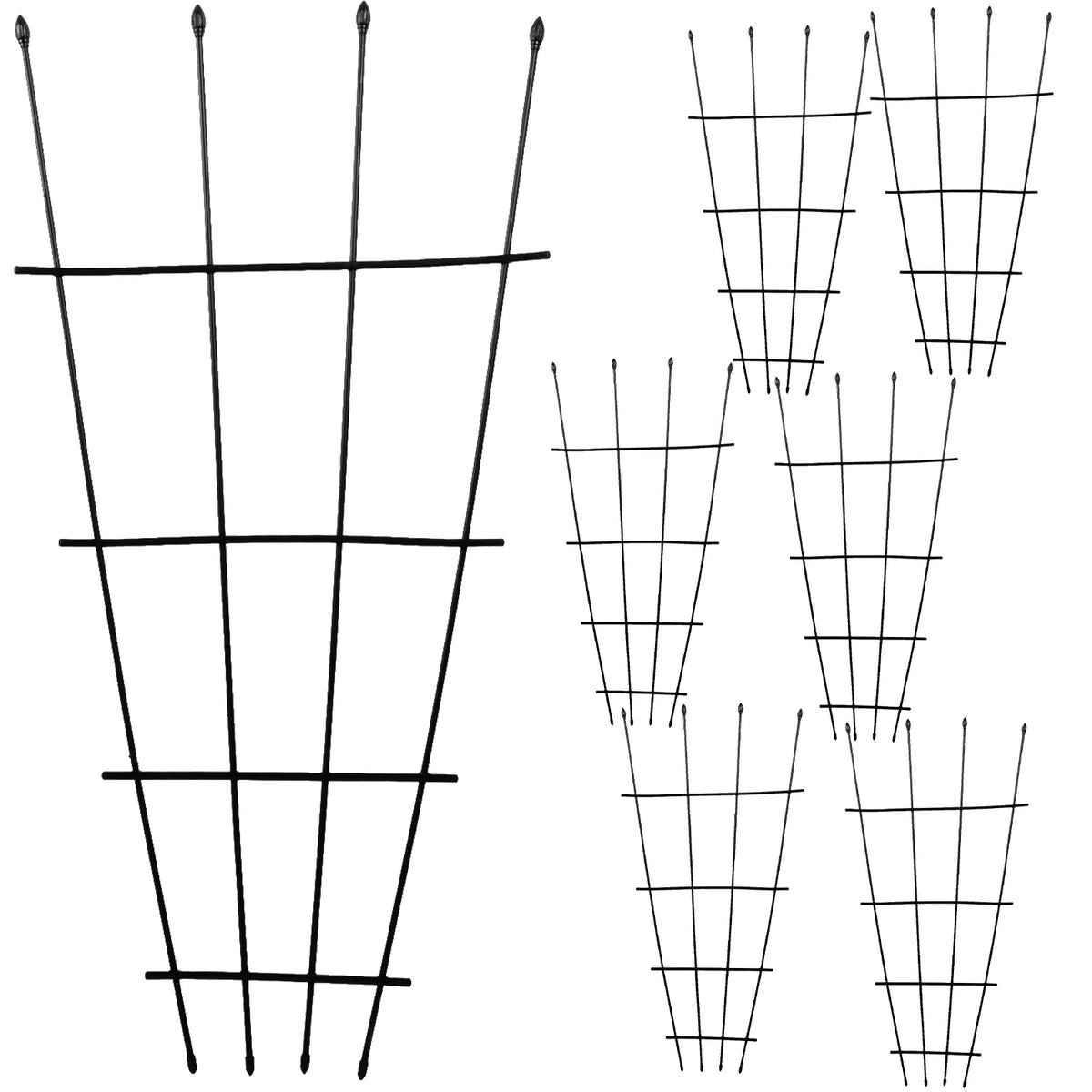 Woodside 6 Pack 1.2m Metal Garden Fan Trellis – Decorative Plant, Flower Pot & Climbing Supports