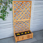 Woodside Aldburgh 2 Pack Large Wooden Garden Trough Planters with Trellis – Raised Flower Containers & Climbing Frames