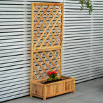 Woodside Aldburgh 2 Pack Large Wooden Garden Trough Planters with Trellis – Raised Flower Containers & Climbing Frames