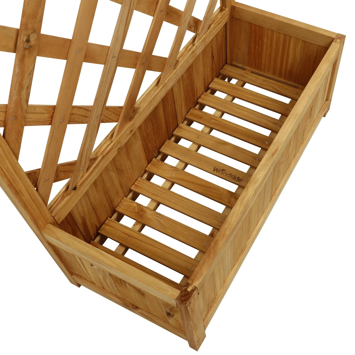 Woodside Aldburgh 2 Pack Large Wooden Garden Trough Planters with Trellis – Raised Flower Containers & Climbing Frames