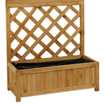 Woodside Aldburgh 2 Pack Large Wooden Garden Trough Planters with Trellis – Raised Flower Containers & Climbing Frames