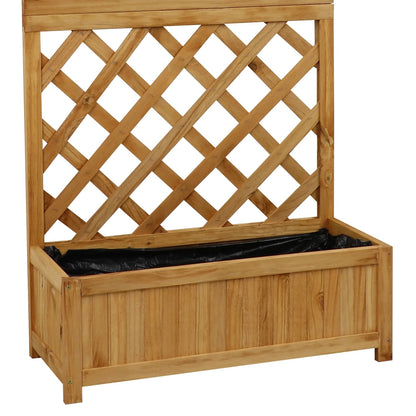 Woodside Aldburgh 2 Pack Large Wooden Garden Trough Planters with Trellis – Raised Flower Containers & Climbing Frames