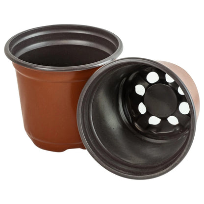 Woodside 200 Pack 10cm Plastic Seedling Pots – Garden Nursery, Flower & Plant Pots with Drainage Holes