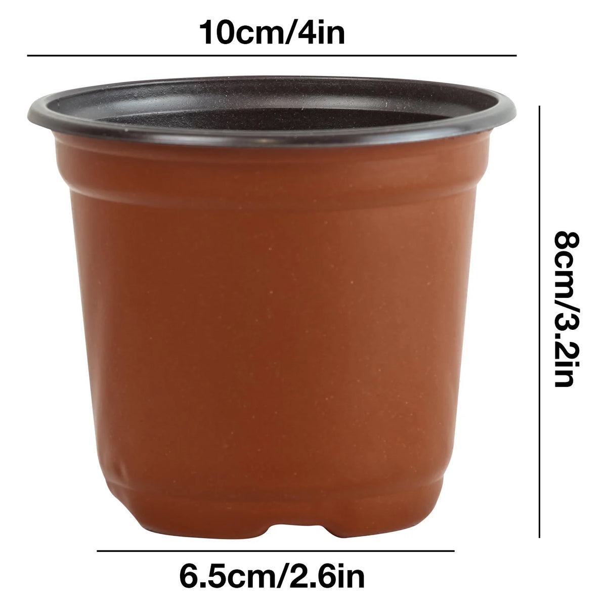 Woodside 200 Pack 10cm Plastic Seedling Pots – Garden Nursery, Flower & Plant Pots with Drainage Holes