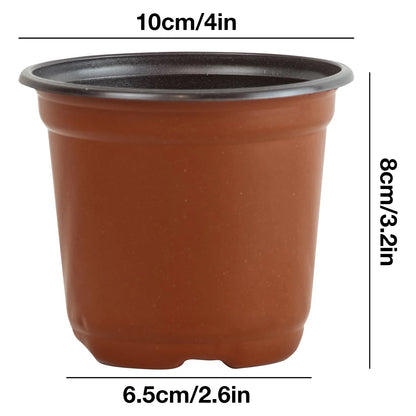 Woodside 200 Pack 10cm Plastic Seedling Pots – Garden Nursery, Flower & Plant Pots with Drainage Holes