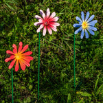 Woodside 12 Pack Pink & Purple Ornamental Metal Daisy Stakes – 60cm Decorative Garden Border & Pathway Flowers
