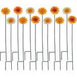 Woodside 12 Pack Yellow & Orange Ornamental Metal Daisy Stakes – 60cm Decorative Garden Border & Pathway Flowers