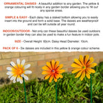 Woodside 12 Pack Yellow & Orange Ornamental Metal Daisy Stakes – 60cm Decorative Garden Border & Pathway Flowers