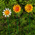Woodside 12 Pack Yellow & Orange Ornamental Metal Daisy Stakes – 60cm Decorative Garden Border & Pathway Flowers