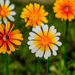 Woodside 12 Pack Yellow & Orange Ornamental Metal Daisy Stakes – 60cm Decorative Garden Border & Pathway Flowers