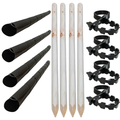 Woodside 4 Pack 120cm Garden Tree Support Stakes with Tie & Spiral Sleeve – Fruit Trees, Saplings & Shrubs