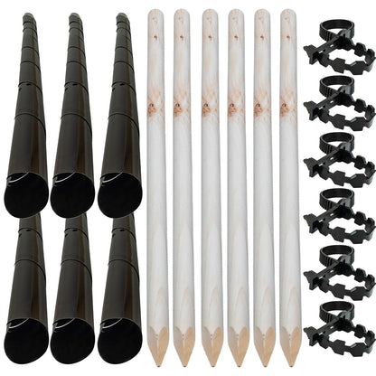 Woodside 6 Pack 120cm Garden Tree Support Stakes with Tie & Spiral Sleeve – Fruit Trees, Saplings & Shrubs