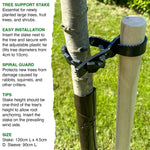 Woodside 4 Pack 120cm Garden Tree Support Stakes with Tie & Spiral Sleeve – Fruit Trees, Saplings & Shrubs
