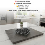 Woodside 2 Pack Heart Shaped Cast Iron Trivets – Vintage Rustic Kitchen & Dining Table Heat Protectors