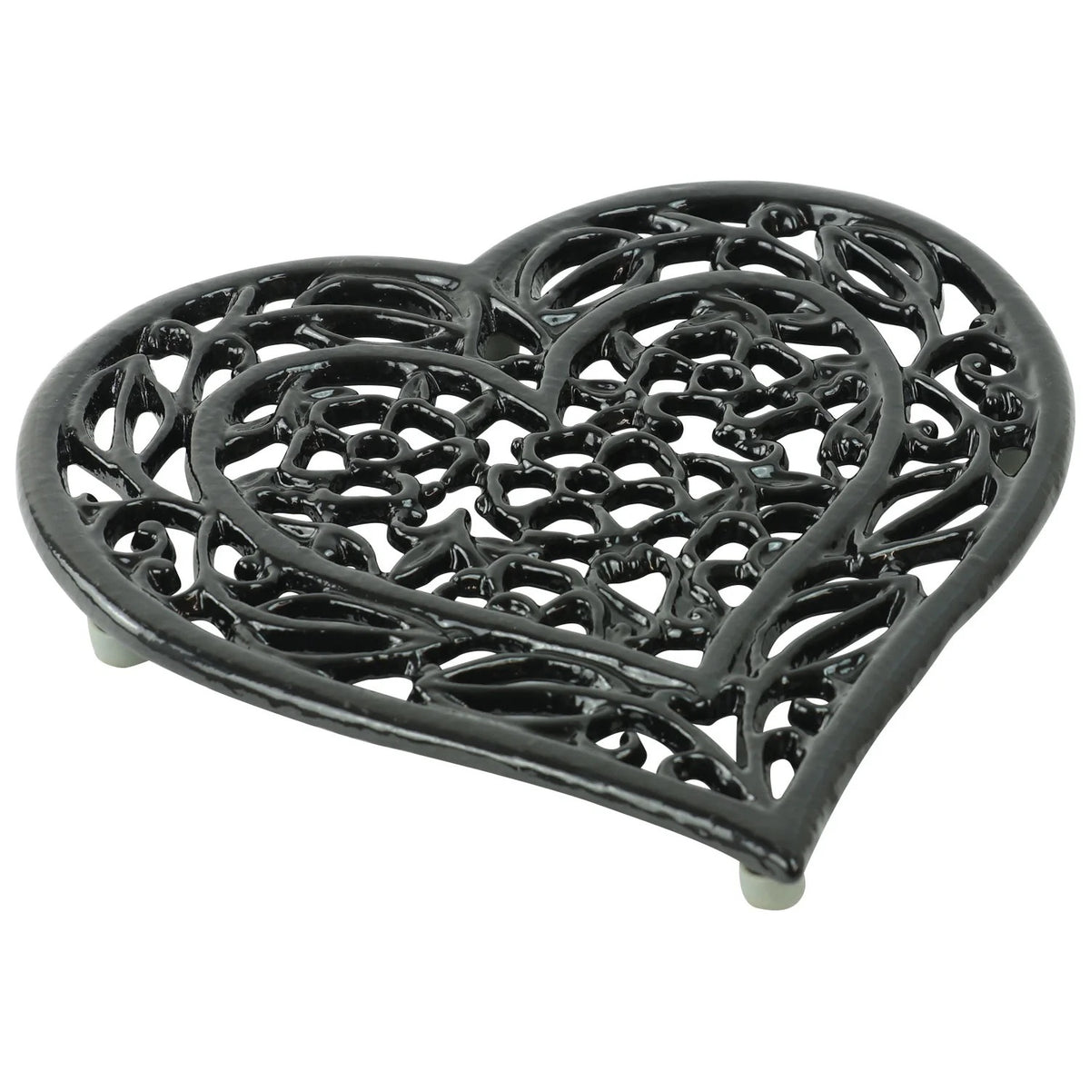 Woodside 2 Pack Heart Shaped Cast Iron Trivets – Vintage Rustic Kitchen & Dining Table Heat Protectors
