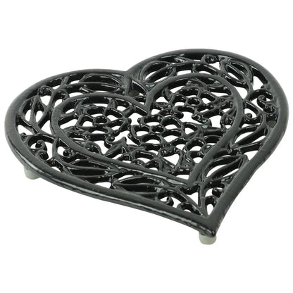 Woodside 2 Pack Heart Shaped Cast Iron Trivets – Vintage Rustic Kitchen & Dining Table Heat Protectors