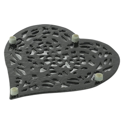 Woodside 2 Pack Heart Shaped Cast Iron Trivets – Vintage Rustic Kitchen & Dining Table Heat Protectors