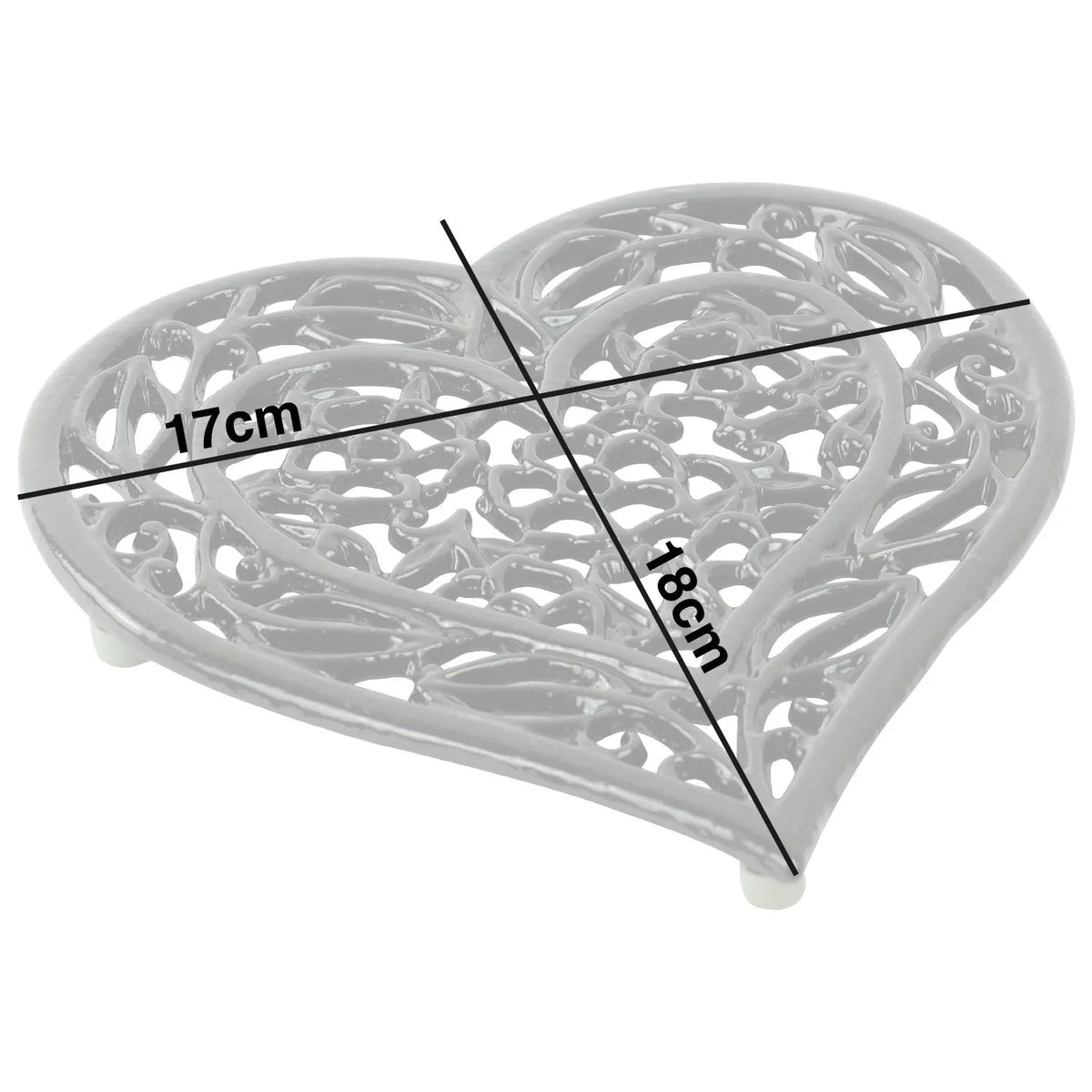 Woodside 2 Pack Heart Shaped Cast Iron Trivets – Vintage Rustic Kitchen & Dining Table Heat Protectors
