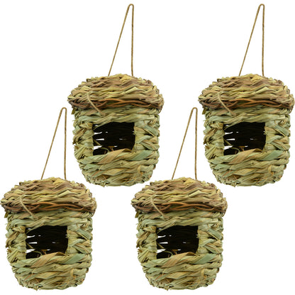 Woodside 4 Pack Hanging Bird Boxes – Natural Small Songbird Nest Houses for Gardens, Trees & Outdoor Spaces