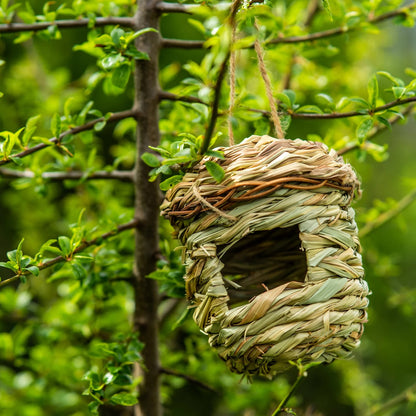 Woodside 4 Pack Hanging Bird Boxes – Natural Small Songbird Nest Houses for Gardens, Trees & Outdoor Spaces