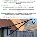 Woodside 8 Pack Black Steel Hanging Basket Brackets for Concrete Fence Posts – No Drilling Basket, Feeder & Wind Chime Hangers