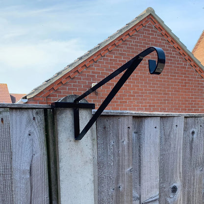 Woodside 8 Pack Black Steel Hanging Basket Brackets for Concrete Fence Posts – No Drilling Basket, Feeder & Wind Chime Hangers