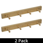 Woodside Wall Mounted Wooden Peg Rail, Coat/Hat/Bag/Towel Rack, Pack of 2